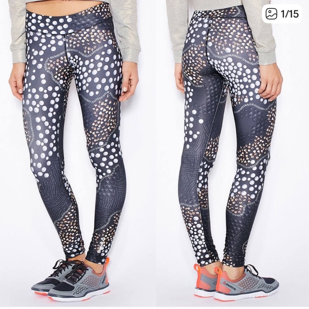 REEBOK dance stud leggings active yoga pants size small black gold